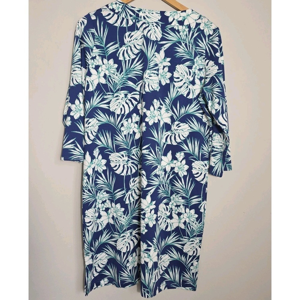 Stella Parker Summer Dress L UPF 50 Tropical Blue Shift Beach NWT - Picture 3 of 8